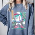 Baseball Character Cartoon Batter Drip Style Women Men Comfort Colors Sweatshirt Denim Baseball Character Cartoon Batter Drip Style Women Men Comfort Colors Sweatshirt Denim