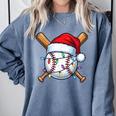 Baseball Christmas Lights Santa Christmas Baseball Player Comfort Colors Sweatshirt Denim