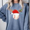 Baseball Christmas Reindeer Santa Hat Sports Player Xmas Comfort Colors Sweatshirt Denim