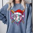 Baseball Christmas Santa Hat Baseball Christmas Drip Comfort Colors Sweatshirt Denim