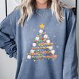 Baseball Christmas Tree Light Xmas Baseball Boys Kids Comfort Colors Sweatshirt Denim