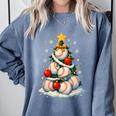 Baseball Christmas Tree Lights Santa Sport Player Lover Xmas Comfort Colors Sweatshirt Denim