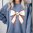 Baseball Coquette Bow Cute Baseball Game Comfort Colors Sweatshirt Denim Baseball Coquette Bow Cute Baseball Game Comfort Colors Sweatshirt Denim