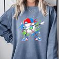 Baseball Dabbing Sports For Boys And Girls Game Day Comfort Colors Sweatshirt Denim