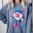 Baseball Drip 8th 8 Year Old Birthday Boys Pitcher Player Comfort Colors Sweatshirt Denim
