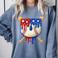 Baseball Drip American Flag Home Plate 4th Of July Patriotic Comfort Colors Sweatshirt Denim