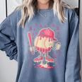 Baseball Drip Ice Cream Breast Cancer Awareness Boys & Girls Comfort Colors Sweatshirt Denim
