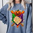 Baseball Drip Ice Cream Drip Halloween Baseball Lovers Comfort Colors Sweatshirt Denim