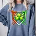 Baseball Drip Ice Cream St Patricks Day Shamrock Lucky Comfort Colors Sweatshirt Denim