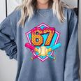 Baseball Drip Jersey Number 67 For Players & 67th Birthday Comfort Colors Sweatshirt Denim Baseball Drip Jersey Number 67 For Players & 67th Birthday Comfort Colors Sweatshirt Denim