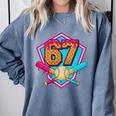 Baseball Drip Jersey Number 67 For Players & 67th Birthday Premium Tri-Blend Comfort Colors Sweatshirt Denim Baseball Drip Jersey Number 67 For Players & 67th Birthday Premium Tri-Blend Comfort Colors Sweatshirt Denim
