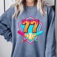 Baseball Drip Jersey Number 77 For Players & 77th Birthday Comfort Colors Sweatshirt Denim Baseball Drip Jersey Number 77 For Players & 77th Birthday Comfort Colors Sweatshirt Denim