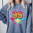 Baseball Drip Jersey Number 99 For Players & 99th Birthday Comfort Colors Sweatshirt Denim Baseball Drip Jersey Number 99 For Players & 99th Birthday Comfort Colors Sweatshirt Denim