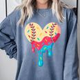Baseball Drip Melting Ice Cream Baseball Heart Boys Girls Comfort Colors Sweatshirt Denim Baseball Drip Melting Ice Cream Baseball Heart Boys Girls Comfort Colors Sweatshirt Denim