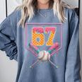 Baseball Drip Number 67 Fun Six Seven 6 7 Meme Comfort Colors Sweatshirt Denim