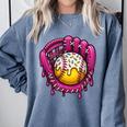 Baseball Drip Pink Glove Respect The Drip Youth Boys Girls Comfort Colors Sweatshirt Denim