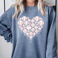 Baseball Heart Drip Valentine's Day Baseball Lover Boys Men Comfort Colors Sweatshirt Denim