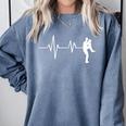 Baseball Heartbeat Pitcher Position Simple Line Art Comfort Colors Sweatshirt Denim