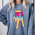 Baseball Ice Cream Drip Home Plate Glove Respect Drip 2 Side Comfort Colors Sweatshirt Denim Baseball Ice Cream Drip Home Plate Glove Respect Drip 2 Side Comfort Colors Sweatshirt Denim