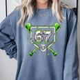 Baseball Ice Cream Drip Number 67 Player 67th Birthday Kids Comfort Colors Sweatshirt Denim