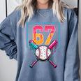 Baseball Ice Cream Drip Number 67 Player 67th Birthday Men Comfort Colors Sweatshirt Denim Baseball Ice Cream Drip Number 67 Player 67th Birthday Men Comfort Colors Sweatshirt Denim