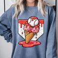 Baseball Ice Cream Drip Baseball Strawberry For Youth Red Comfort Colors Sweatshirt Denim Baseball Ice Cream Drip Baseball Strawberry For Youth Red Comfort Colors Sweatshirt Denim