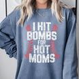 Baseball Joke Tee I Hit Bombs For Hot Moms Player Pitcher Comfort Colors Sweatshirt Denim
