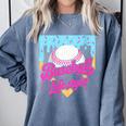 Baseball Life Lifestyle Home Plate Ice Cream Drip Men Boys Comfort Colors Sweatshirt Denim