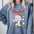Baseball Mama Christmas Santa Hat Xmas Softball Mom Comfort Colors Sweatshirt Denim Baseball Mama Christmas Santa Hat Xmas Softball Mom Comfort Colors Sweatshirt Denim