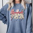 Baseball Mama Lightning Bolt Checkered Varsity Mother's Day Comfort Colors Sweatshirt Denim