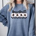 Baseball Mama Retro Groovy Baseball Mom Mother Game Day Comfort Colors Sweatshirt Denim