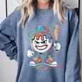 Baseball Mascot Attitude Graffiti Splash Bat Cap Comfort Colors Sweatshirt Denim Baseball Mascot Attitude Graffiti Splash Bat Cap Comfort Colors Sweatshirt Denim