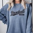 Baseball Mom 1970s Retro Cursive Font Comfort Colors Sweatshirt Denim