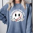 Baseball Mom Era Ball Mom Smile Face Groovy Mother's Day Comfort Colors Sweatshirt Denim Baseball Mom Era Ball Mom Smile Face Groovy Mother's Day Comfort Colors Sweatshirt Denim