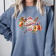 Baseball Mom With Garden Flowers Comfort Colors Sweatshirt Denim