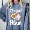 Baseball Mom Grandma Leopard Baseball Lover Fan Comfort Colors Sweatshirt Denim