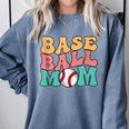 Baseball Mom Groovy Baseball Mom Comfort Colors Sweatshirt Denim