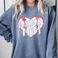Baseball Mom Heart Comfort Colors Sweatshirt Denim