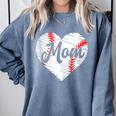 Baseball Mom Heart Mother's Day Mom Grandma Mama Boys Girls Comfort Colors Sweatshirt Denim