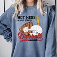 Baseball Mom Hot Mess Always Stressed Baseball Mama Comfort Colors Sweatshirt Denim