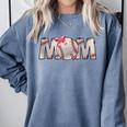 Baseball Mom With Pink Bow Comfort Colors Sweatshirt Denim Baseball Mom With Pink Bow Comfort Colors Sweatshirt Denim