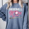 Baseball Mom Pink Ribbon Breast Cancer Awareness Fighters Comfort Colors Sweatshirt Denim