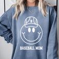 Baseball Mom Smile Face Shirt Varsity Cute Happy Face Women Premium Comfort Colors Sweatshirt Denim