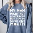 Baseball Mom Swing Watch Mouth Baseball Boy Premium Comfort Colors Sweatshirt Denim