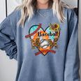 Baseball Mom Valentine Leopard Heart Softball Mother's Day Comfort Colors Sweatshirt Denim Baseball Mom Valentine Leopard Heart Softball Mother's Day Comfort Colors Sweatshirt Denim