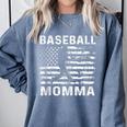Baseball Momma Mom USA Flag 4th Of July Comfort Colors Sweatshirt Denim