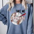 Baseball Moms Cute Take Me To The Ballpark Sports Athletic Comfort Colors Sweatshirt Denim