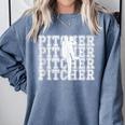 Baseball Pitcher Player Team Sport Lover Family Friends Fans Comfort Colors Sweatshirt Denim Baseball Pitcher Player Team Sport Lover Family Friends Fans Comfort Colors Sweatshirt Denim