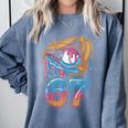 Baseball Player 67 Number 67th Sports Ice Cream Drip Comfort Colors Sweatshirt Denim