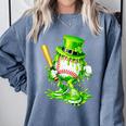Baseball Player Ice Cream Drip Shamrocks St Patrick's Day Comfort Colors Sweatshirt Denim Baseball Player Ice Cream Drip Shamrocks St Patrick's Day Comfort Colors Sweatshirt Denim